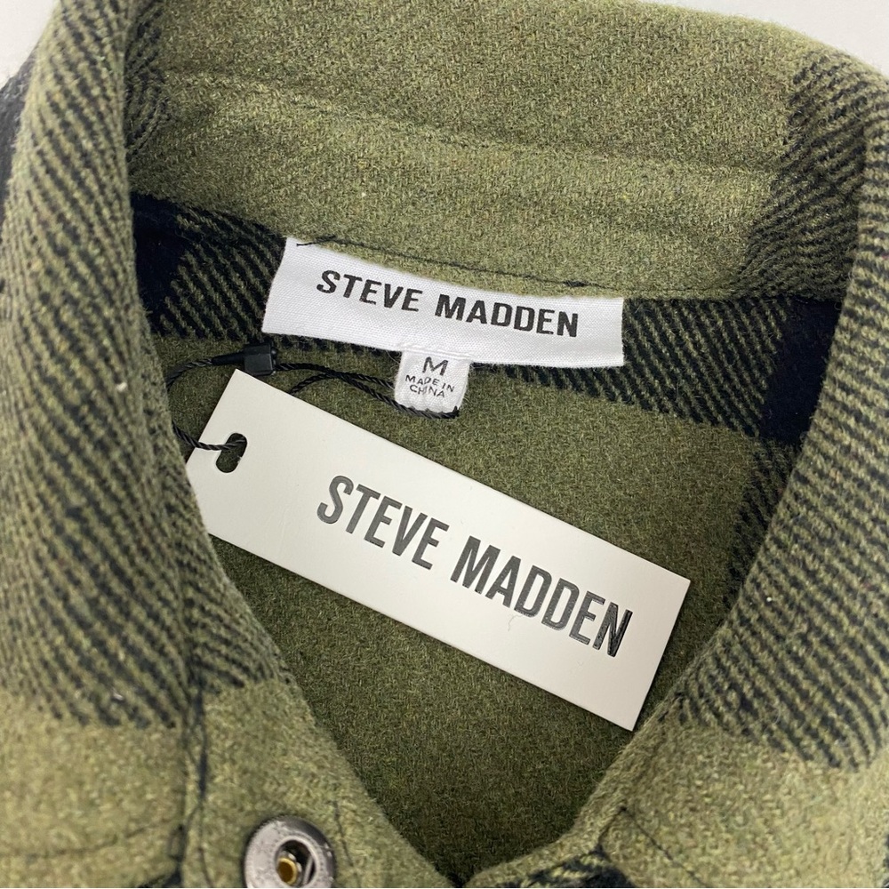 Steve Madden Eldridge Buffalo Plaid
Coat Shirt Jacket Shacket Olive Sage Green - Picture 11 of 13